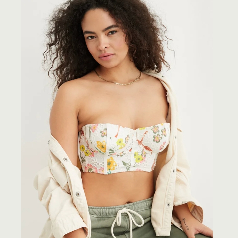NWT Aerie Show Off Eyelet Unlined Balconette Lace Bra 36D